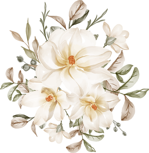 Magnolia White Watercolor Flower Arrangement